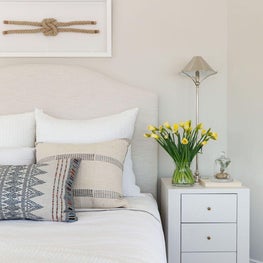 Guest Bedroom, Sailing Knot by Historical Americana Nautical Art, Restoration Hardware Bed, Restoration Hardware Linens