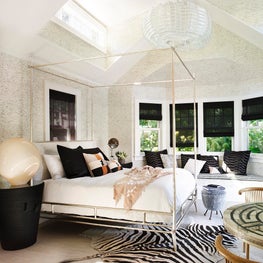 Southampton Residence, Pool House with Hand Printed Wall Covering