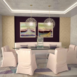 The glass top sits on a base rather than legs to increase legroom for comfort.