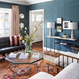 Elevated Bohemian Living Room with Lime Wash Paint