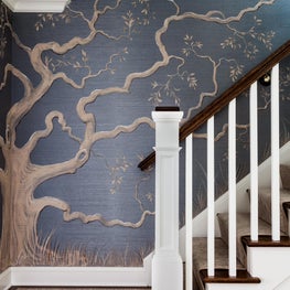 Stairwell with custom decorative painting