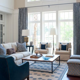 Comfortable but stylish seating and lots of color - sophisticated southern style
