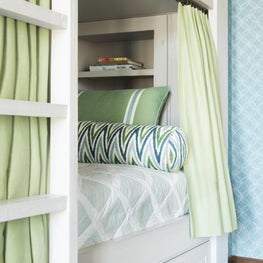 Montana Mountain Retreat Bunk Room with Custom Curtains for Privacy