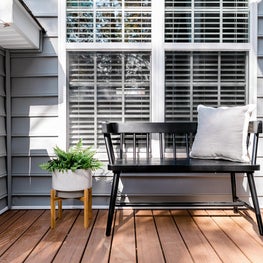 Bench seating area on deck