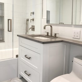 White & Grey Custom Contemporary Master Bathroom