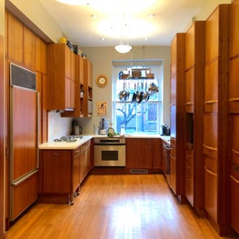 Narrow Chelsea Townhouse Kitchen with Optimized Storage
