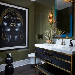 Powder Room with Flair and Dramatic Art