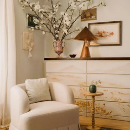 Corner with Hand Painted Mural and Pleated Swivel Chair