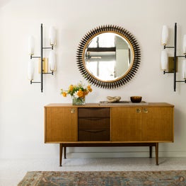 Portfolio: Mid-century modern entry with Danish style console and Persian antique rug