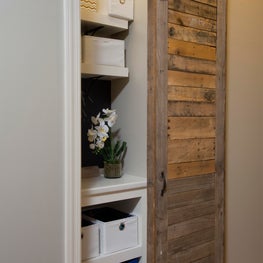 Storage with wooden sliding door