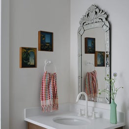 Eclectic Bathroom Design with Vintage Mirror