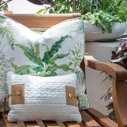 Custom Pillows on Verdant California Balcony