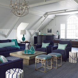 Southport Game Room in Playful Blues and Aquas to Compliment Coastal Setting