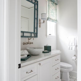 Guest bath- watermark floor tile with turquoise accents