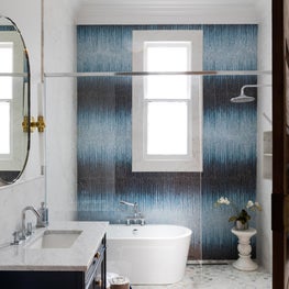 Bathroom renovation with mosaic feature wall 