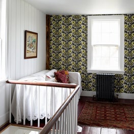 Connecticut Farmhouse, Stair Landing, Custom Wallpaper