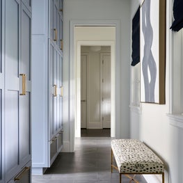 In the mud room, we prioritized clever storage solutions like lockers and drawers.