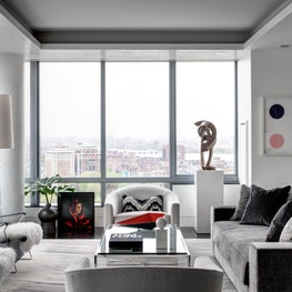 Ritz Carlton Residences, Boston; Living Room with Venetian Plaster ceilings 