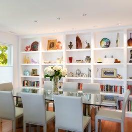 Dining Room with Built-in Bookcases