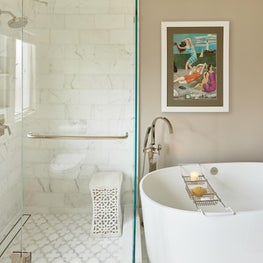 Cloud White Bathroom with Freestanding Soaking Tub