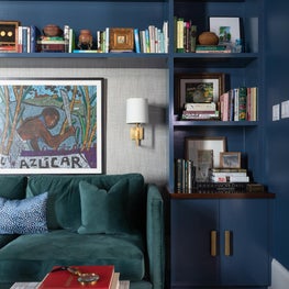 Detail shot of custom millwork for home library 