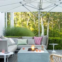 East Hampton Residence - outdoor sofa with fire pit