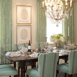 Aqua and grey dining room 