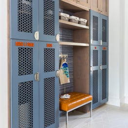 Portfolio: Family mudroom with customized lockers in a contemporary home design