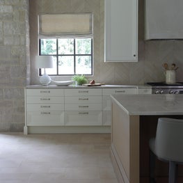 Kitchen with detail to tiling