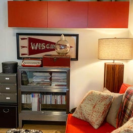 An office dressed in orange