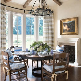 Rustic breakfast room with bay window