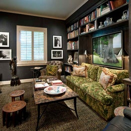 Bold and dramatic study with incorporated library. 