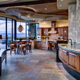An open-concept kitchen, surrounded by incredible scenery, is a dream come true.