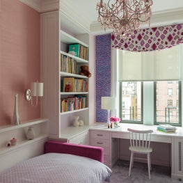 Park Avenue Residence, Girl's Bedroom w/ pastel palette and whimsical chandelier
