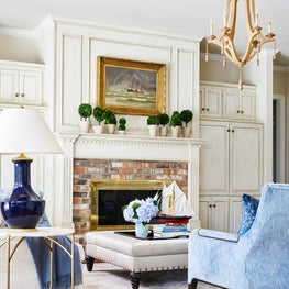 Family Room with Pops of Blue
