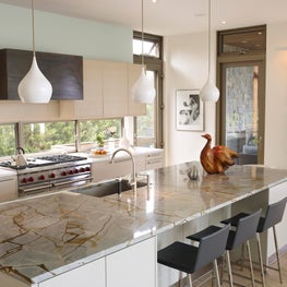 Contemporary kitchen in Hamptons waterfront 