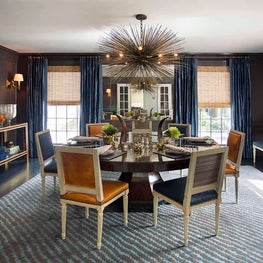 Chocolate Brown Lacquered Dining Room with Jean de Merry Chandelier