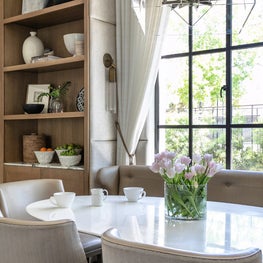 Portfolio: View of an elegant soft toned breakfast nook.