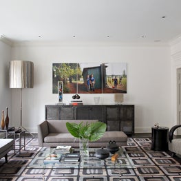 Upper East Side Apartment, Living Room w/ custom designed rug
