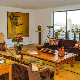 Asian-inspired Living Room with Antiques and Modern Furnishings