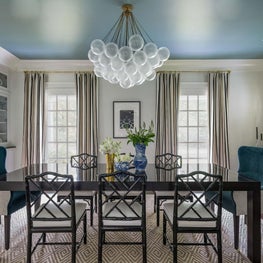Dining Room with Cloud Chandelier and Painted Ceiling