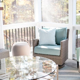 Fantastic coffee table on screen Porch