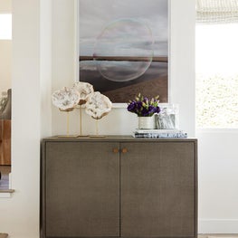 San Diego Beach Cottage raffia wrapped buffet in the Dining Room