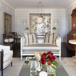 Traditional sitting room in pale color palette