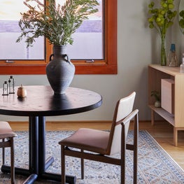 Open Plan Office with Custom Table and Vintage Rug