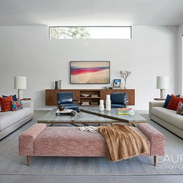 We love this fresh, poppy take on mid-century modern.