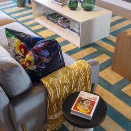 Living Room with Geometric Area Rug