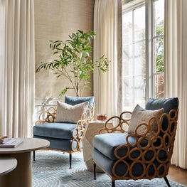 With organic textures, lush layers, and natural materials we created a warm and inviting formal living room.