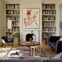 Living room filled with art