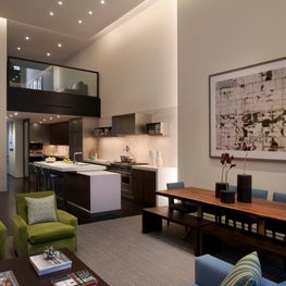 Modern Upper East Side Townhouse Dining Room/Kitchen, open floor plan.